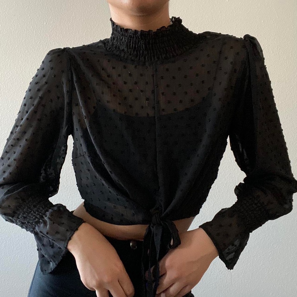Black dotted swiss blouse